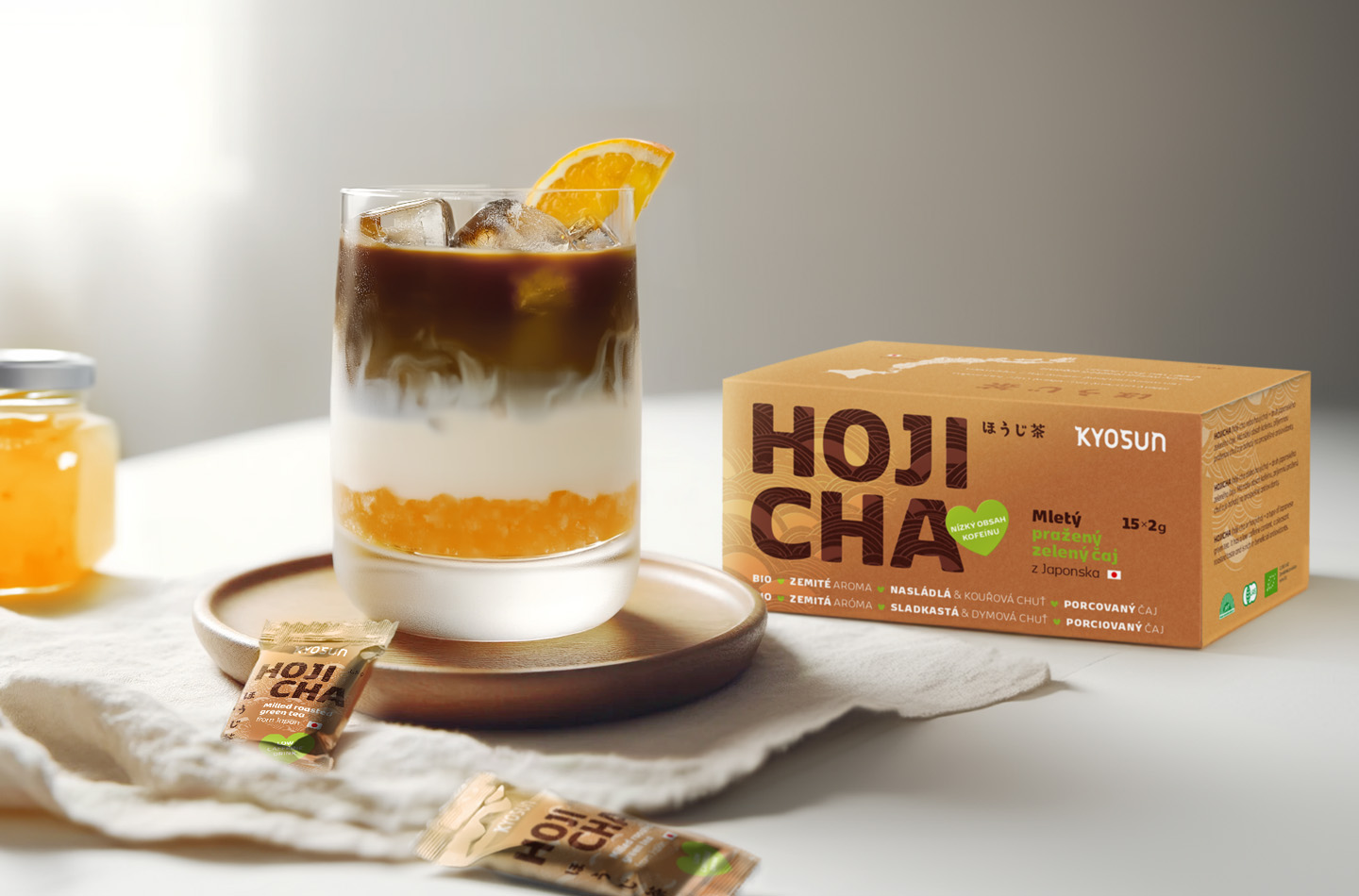 iced yuzu hojicha latte recept od Kyosun