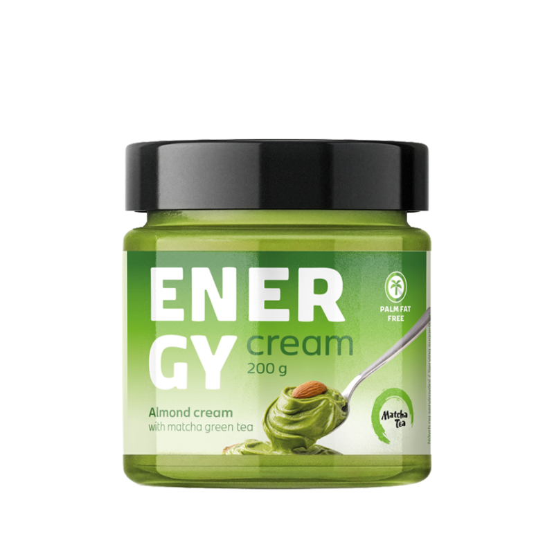 Matcha Tea Energy cream pomazánka, krém z mandlí a matchy
