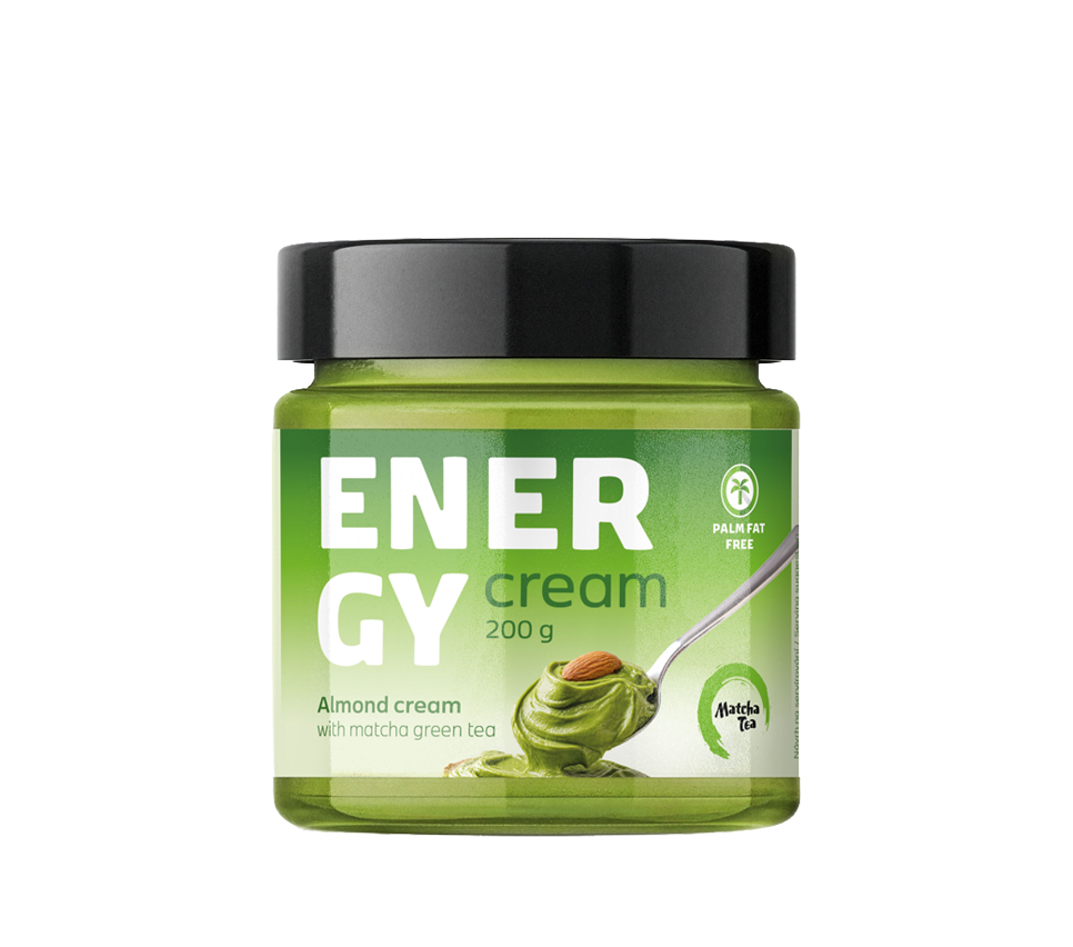 Matcha Tea Energy cream pomazánka, krém z mandlí a matchy