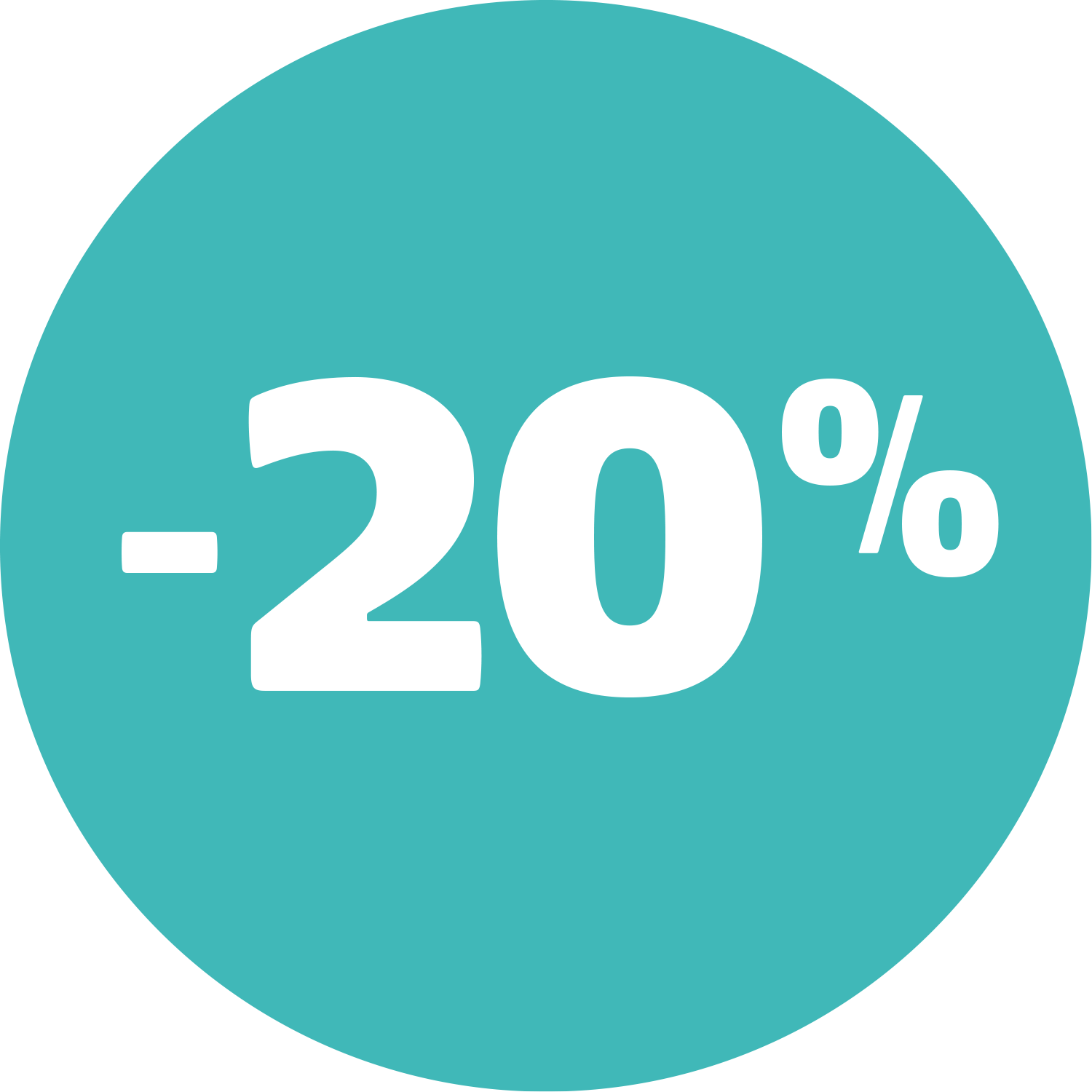 Tyrkysový kruh s nápisem sleva 20 %